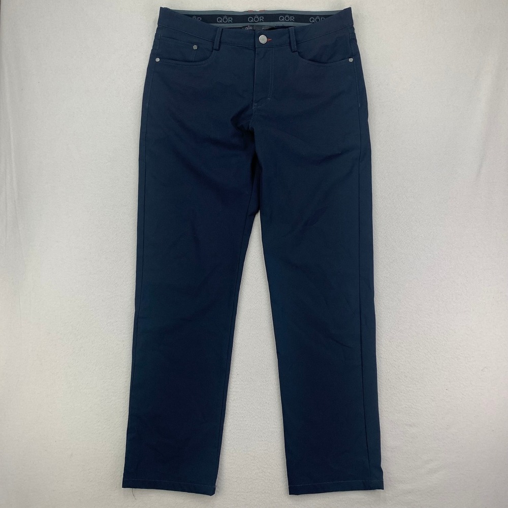 QORtec‎ Stretch Gabardine Trouser Mens 34x32 Navy Performance Commuter Travel